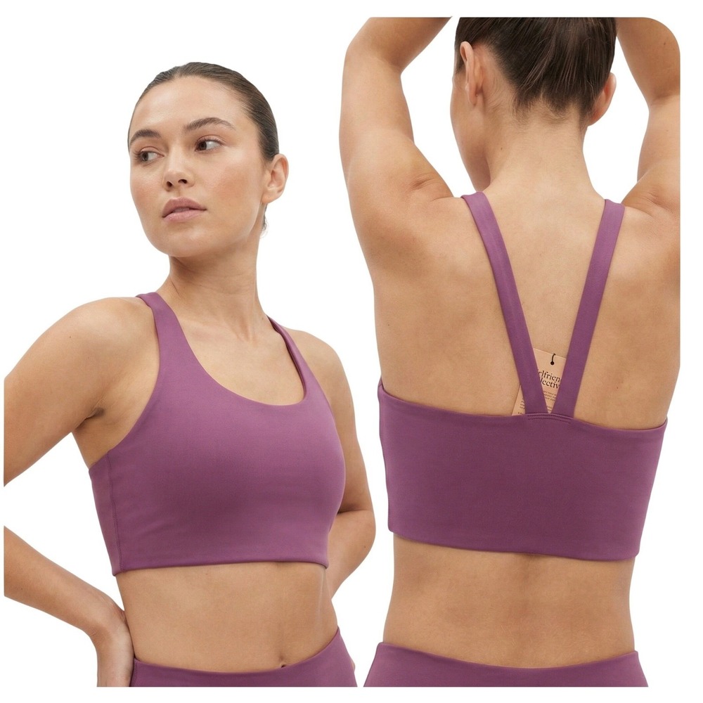 Girlfriend Collective Paloma Sports Bra Women XL Plum Purple Sustainable V-Back